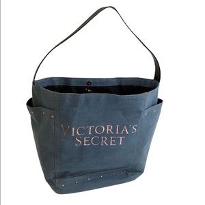 VS large denim shoulder purse bag with rose gold studs EUC